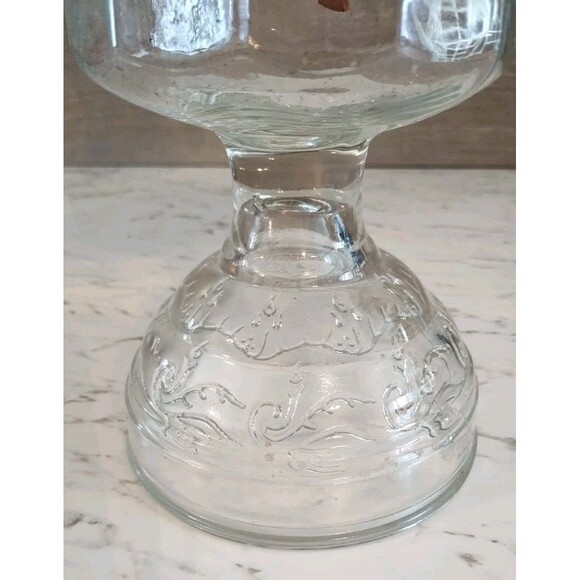 Vintage Clear Glass Wedding Scroll Base Oil Lamp Paneled Font White Flame Light - Picture 4 of 13